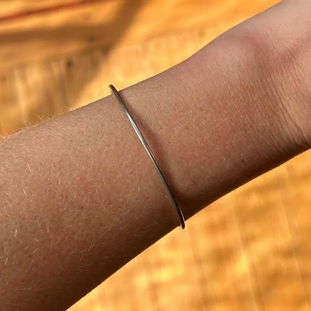 Cute Simple Vintage Sterling Silver Thin Minimal Cuff Bangle Bracelet